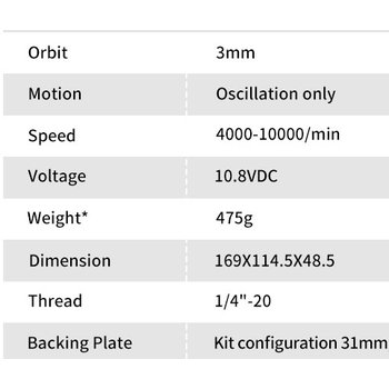 Micrum Akku Schleifmaschine 2.5Ah 32mm, Hub 3mm, Starter Kit